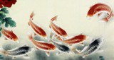 【已售】董書林四尺工筆九魚圖《富貴有余》