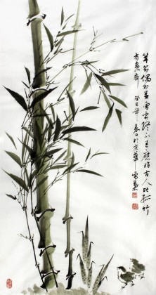 何華賢三尺國畫《聳節偶相并》