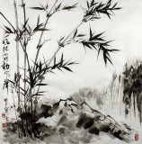 【已售】安徽美協雪葉四尺斗方《風搖山竹動寒聲》