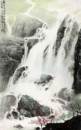 山水畫家程冰石作品《高山流水》