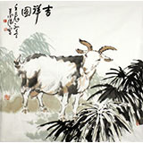 王向陽四尺斗方山羊《吉祥圖》 中國美術(shù)家協(xié)會會員（詢價）