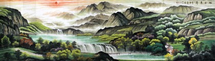 寧良成精品小丈二聚寶盆山水《旭日東升》