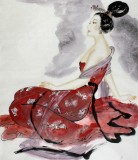 北京畫院李鳳英四尺仕女圖《靜思圖》（詢價）