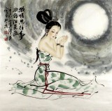 【已售】北京美協李鳳英四尺斗方仕女《凝情思往事》