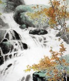 【已售】中國山水畫家程冰石四尺《飛銀瀉玉》