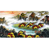 寧良成六尺風水畫《流水生財》
