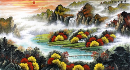 寧良成六尺風水畫《流水生財》