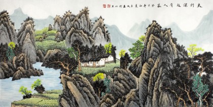 寧良成四尺山水畫《太行深處有人家》