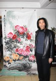 王寶欽 大尺寸作品《春風(fēng)送富貴》當(dāng)代花鳥(niǎo)牡丹畫(huà)名家（詢價(jià)）