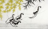 【已售】安徽美協何華賢三尺國畫蝦《戲水》