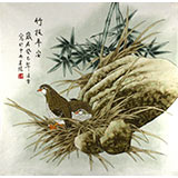凌雪四尺斗方花鳥畫《竹報平安》