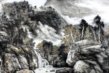 著名山水名家鄭慶年六尺山水《云抱孤村遠山通一徑斜》