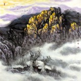 中美協趙金鸰太行雪村系列四尺斗方《醒來的山莊》(詢價)