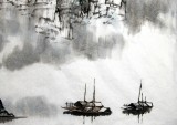 張春奇四尺山水畫《野渡無人舟自橫》徐悲鴻紀念館藝術中心理事