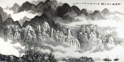 客廳寫意水墨山水畫