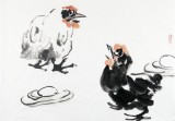 石緣齋主李勝春三尺斗方大雞圖《農家樂》