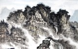 【已售】名家蒲家瑞四尺迎客松寫意山水《山河呈秀》
