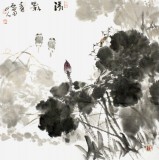 【已售】西蜀山人四尺斗方水墨荷花圖《清影》
