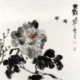 李勝春三尺斗方水墨牡丹圖《素艷》