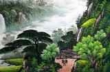 【已售】吳東小六尺聚財山水畫《寶地生金》