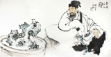 【已售】陳漫之四尺奇石國畫人物《東坡玩石圖》（詢價）