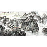 名家庾超然四尺山水畫《江流天地外》