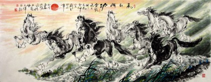【已售】六尺八駿圖《馬到成功》