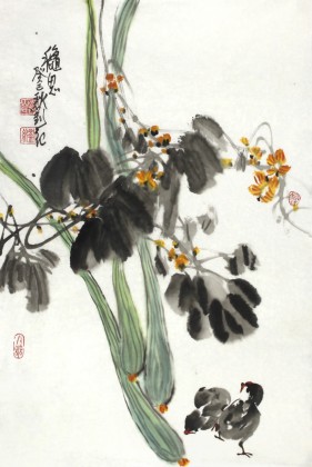 劉紀(jì)四尺三開絲瓜大吉圖《秋思》