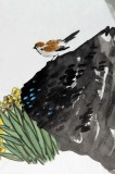 劉紀 三尺奇石水仙國畫《鳴春圖》 中國畫大家 真跡收藏（詢價）