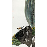 劉紀 三尺奇石水仙國畫《鳴春圖》 中國畫大家 真跡收藏（詢價）