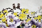 【已售】著名花鳥畫家曲逸之六尺群鳥牡丹圖《國色天香》