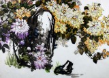 朝鮮一級畫家花鳥畫《晚秋》