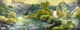 【已售】小八尺客廳朝鮮國畫《故鄉的堤壩》