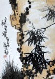 劉紀 三尺作品《石上棲不離》 中國畫大家 真跡收藏（詢價）