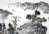 名家庾超然四尺斗方山水國畫《遠浦征帆圖》