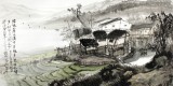 黃奇松四尺江南風景畫《綠遍山原白滿川》
