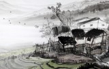 黃奇松四尺江南風景畫《綠遍山原白滿川》