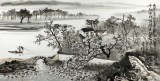 黃奇松四尺水墨山水畫《兩岸青山聚米多》