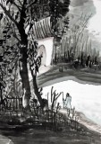 黃奇松三尺水墨山水《浮世不知處》