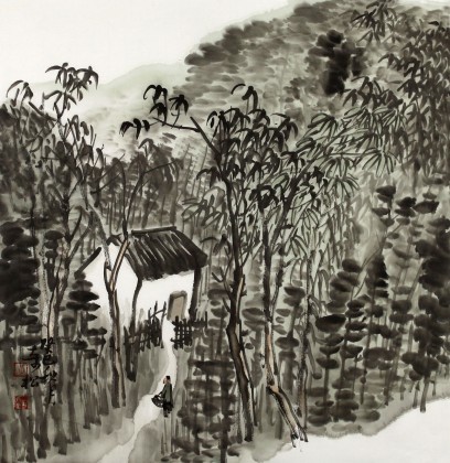 黃奇松三尺斗方山水國畫