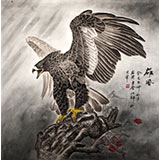葛化帥六尺斗方勵志雄鷹圖《雄風(fēng)》