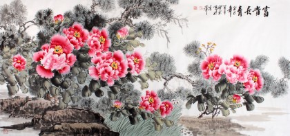 國家一級美術師王寶欽六尺《富貴長青》