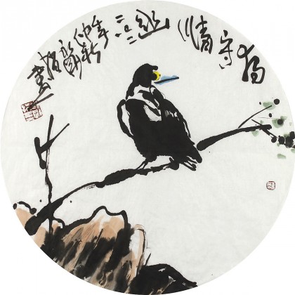 名家王永剛指畫團扇《獨守清幽》