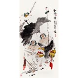 名家魏武雙四尺寫意人物畫《和合二仙》(詢價(jià))