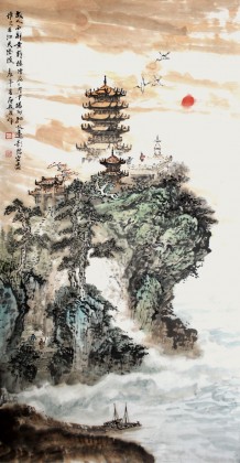 武漢黃鶴樓書畫院院長庾超然參展獲獎四尺《黃鶴樓》