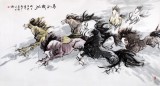 【已售】北京美協張春奇六尺八駿圖《馬到成功》