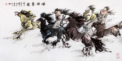 北京美協張春奇四尺駿馬圖《揚蹄奮進》