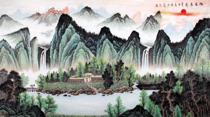 寧良成六尺精品風水畫《旭日東升》