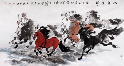 王向陽六尺八駿圖《八駿呈祥》