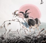 QA中美協(xié)會員 畫壇名家王向陽四尺國畫《三陽開泰》(詢價)